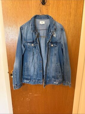 bp Blue Distressed Denim Trucker Jacket